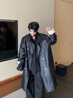 Double-Breasted Leather Coat