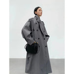 Double-Breasted Long Trench Coat