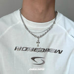 Double Chain Cross Pendant Necklace