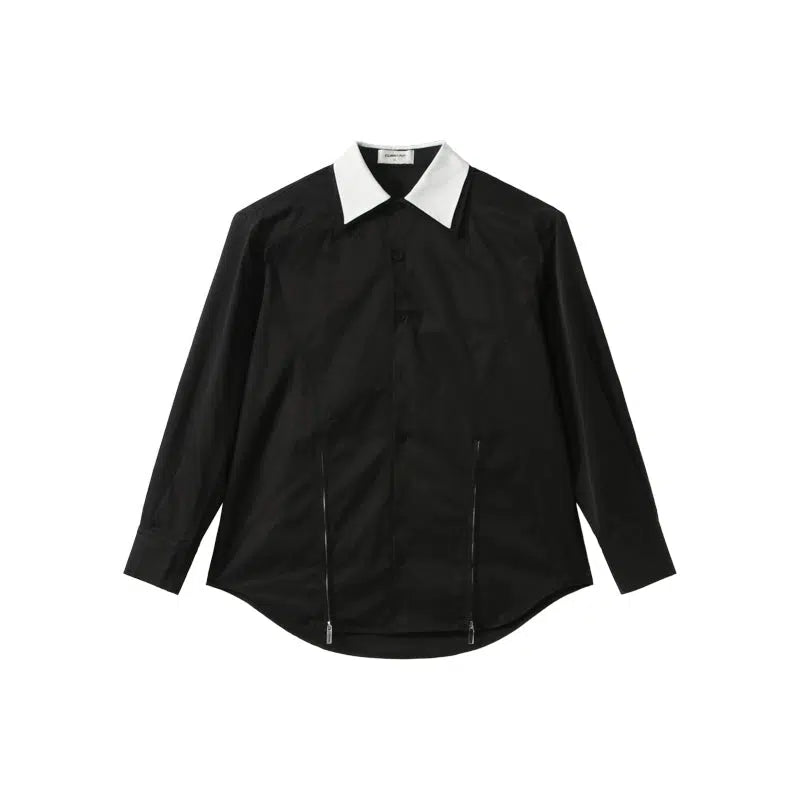 Double-Layer Long-Sleeve Button-Down Shirt