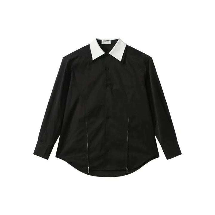 Double-Layer Long-Sleeve Button-Down Shirt