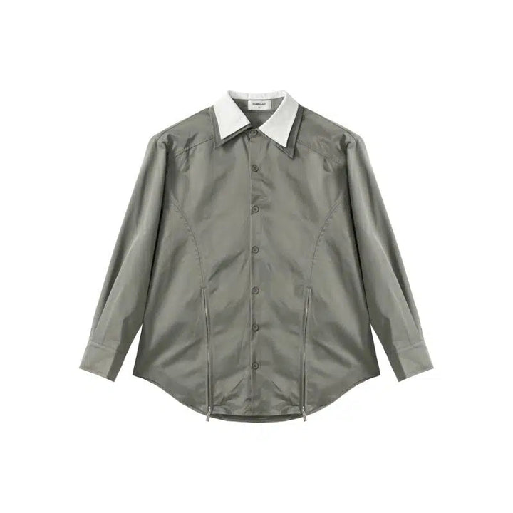 Double-Layer Long-Sleeve Button-Down Shirt