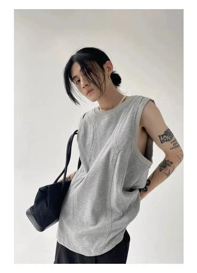 Double Shoulder Slit Sleeveless Vest
