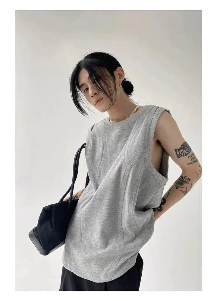 Double Shoulder Slit Sleeveless Vest