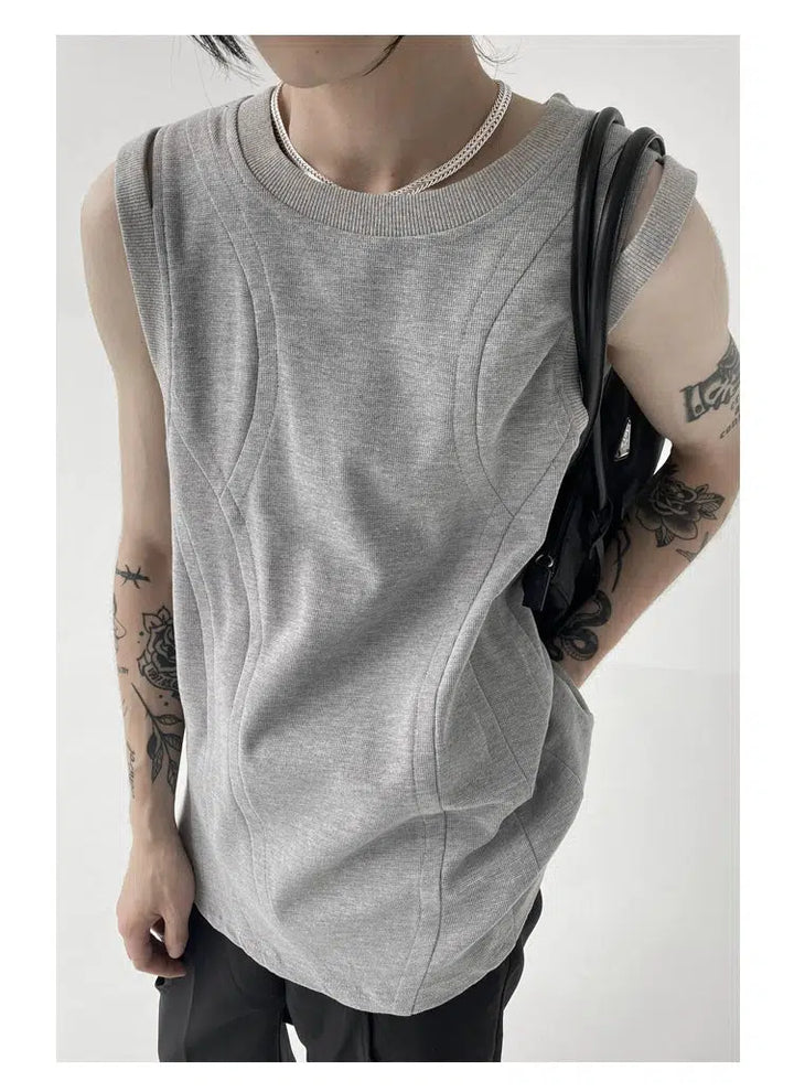 Double Shoulder Slit Sleeveless Vest