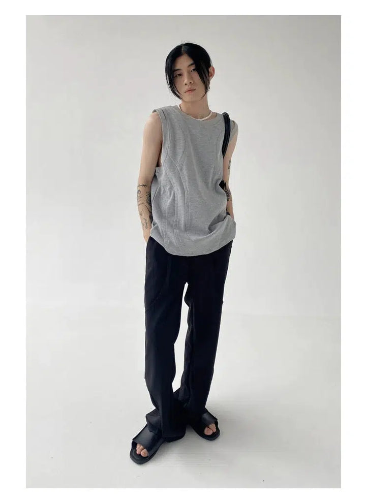 Double Shoulder Slit Sleeveless Vest