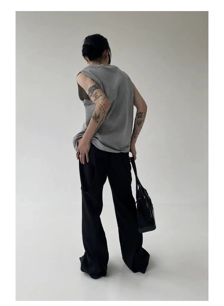 Double Shoulder Slit Sleeveless Vest