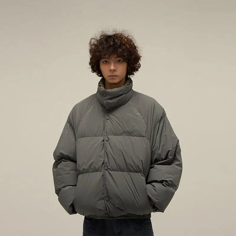 Double-Sided Plaid Puffer Jacket