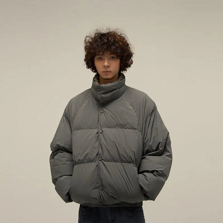 Double-Sided Plaid Puffer Jacket