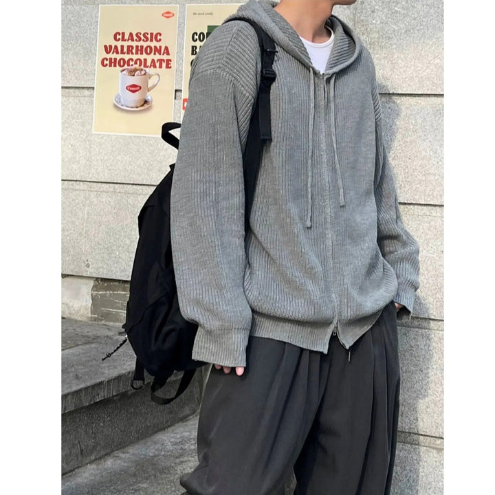 Double Zipper Hooded Pleated Sweater
