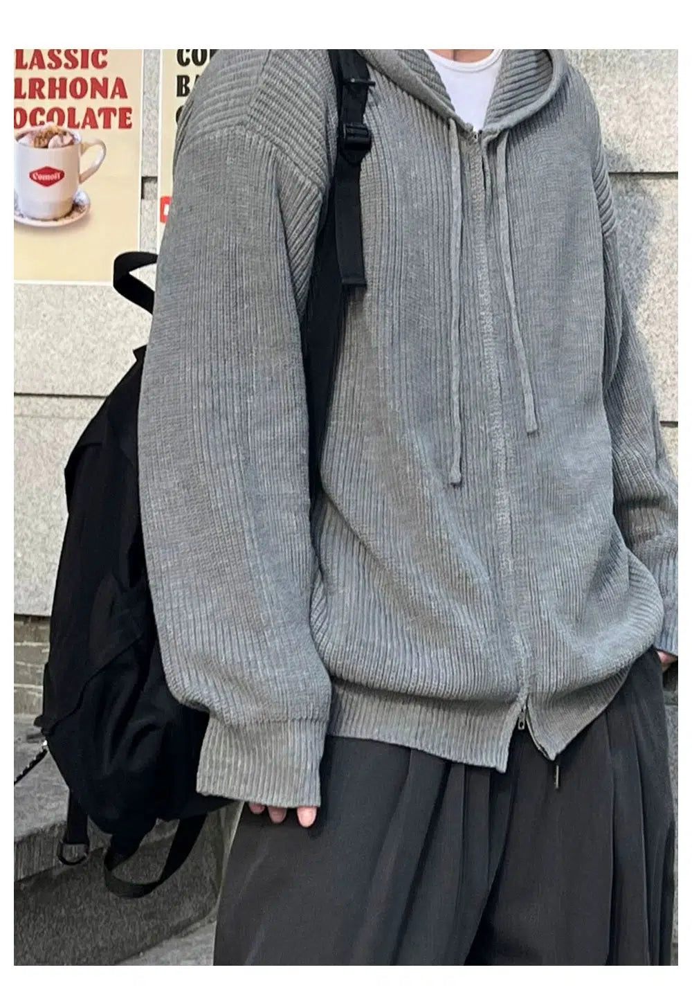 Double Zipper Hooded Pleated Sweater