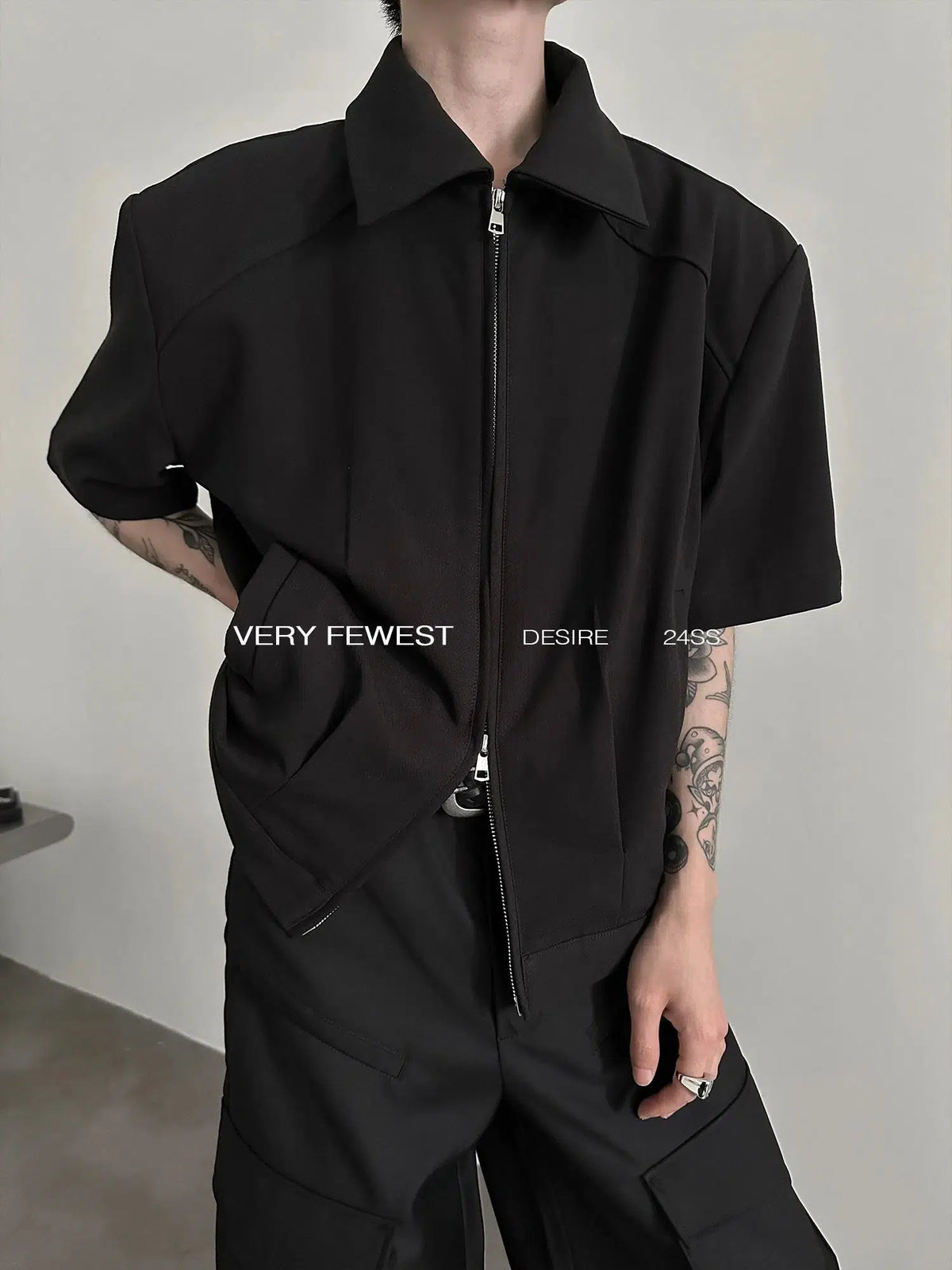 Double Zipper Short Sleeve Jacket