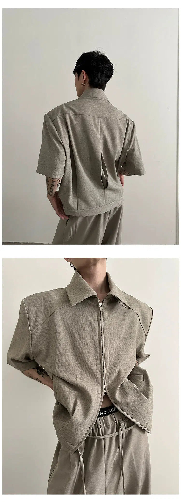Double Zipper Short Sleeve Jacket