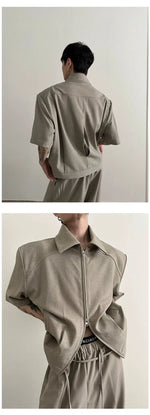 Double Zipper Short Sleeve Jacket