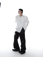 Double Zipper Shoulder Pad T-shirt