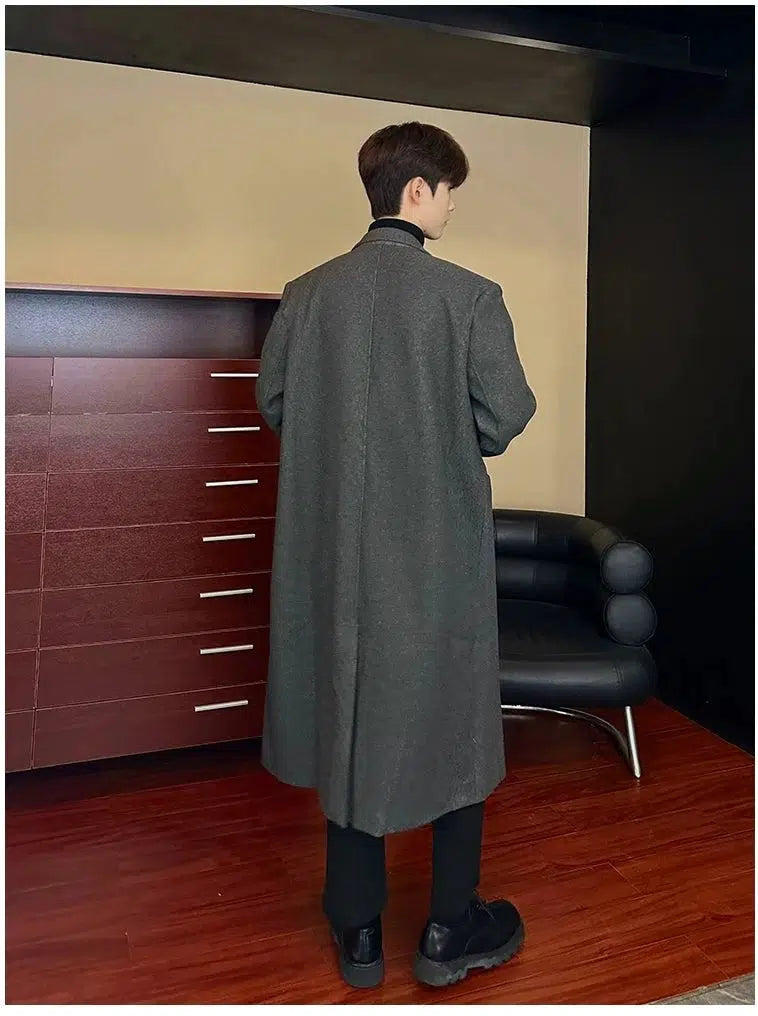 Double-Breasted Long Woolen Coat