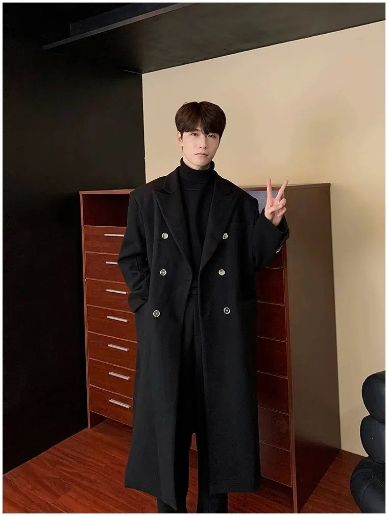 Double-Breasted Long Woolen Coat