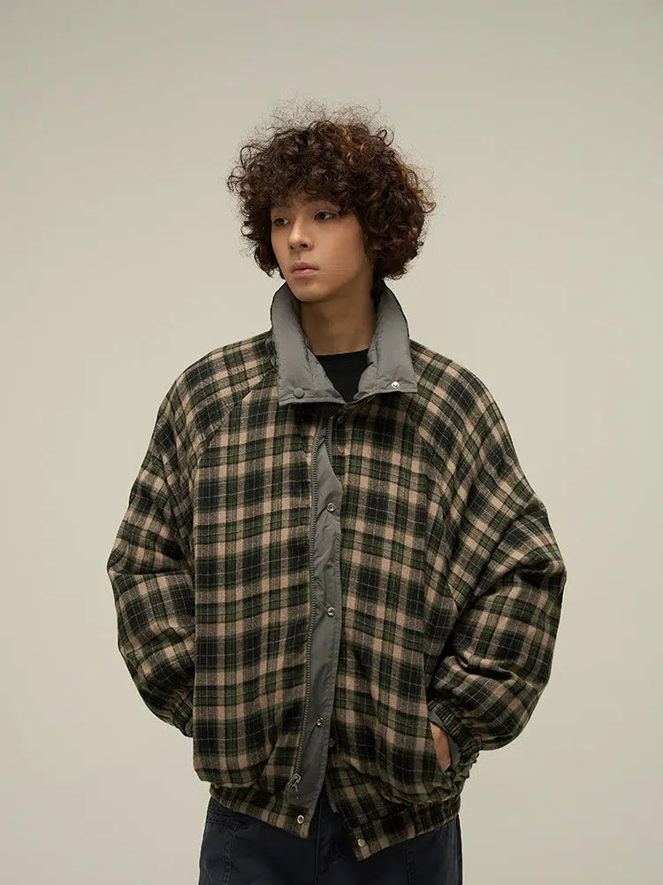 Double-Sided Plaid Puffer Jacket