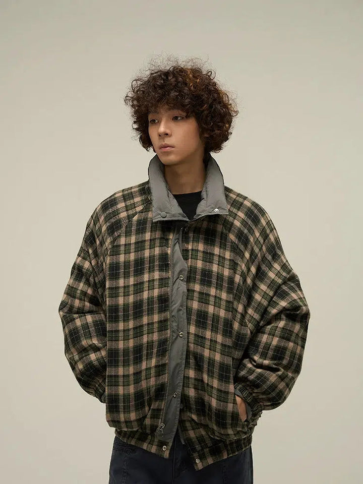 Double-Sided Plaid Puffer Jacket