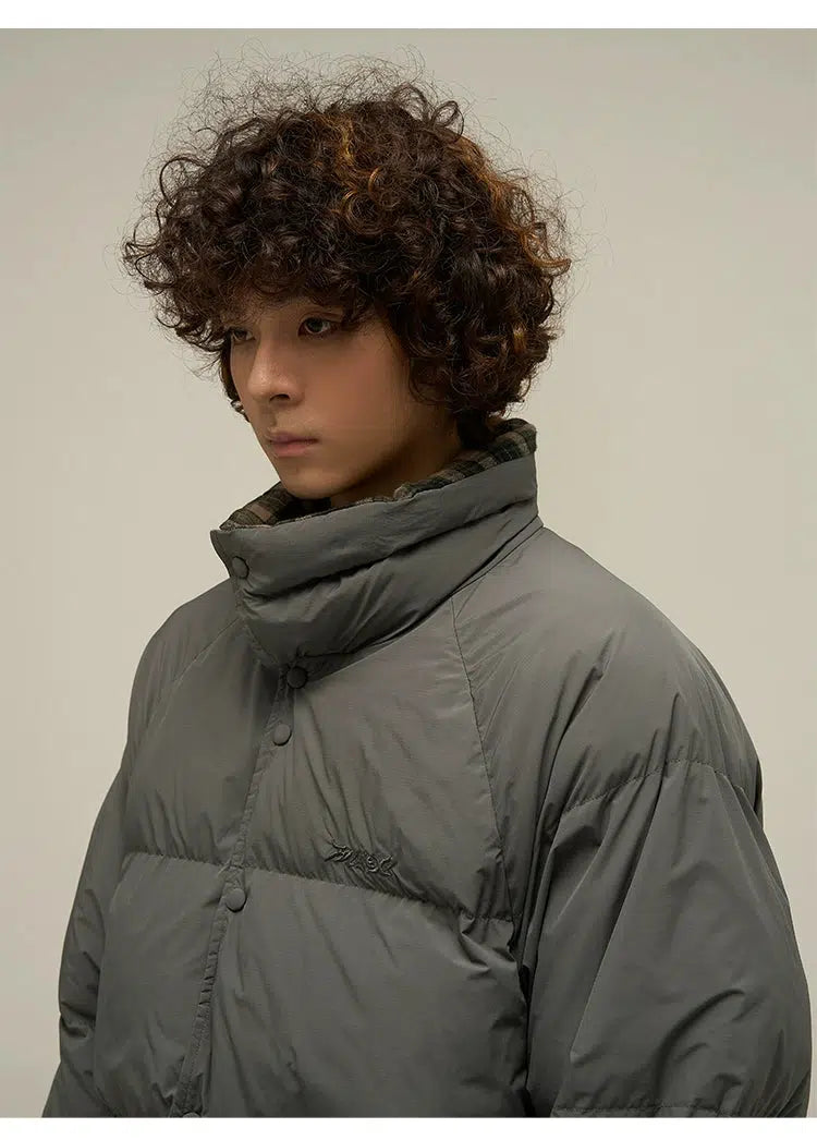 Double-Sided Plaid Puffer Jacket