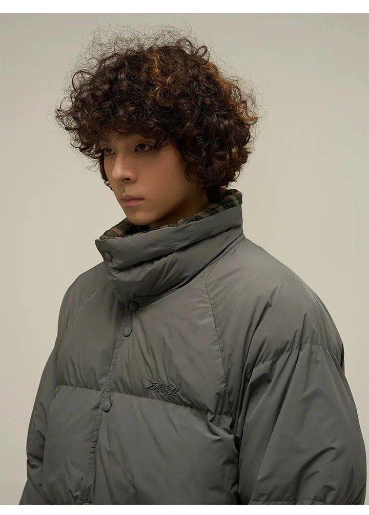 Double-Sided Plaid Puffer Jacket