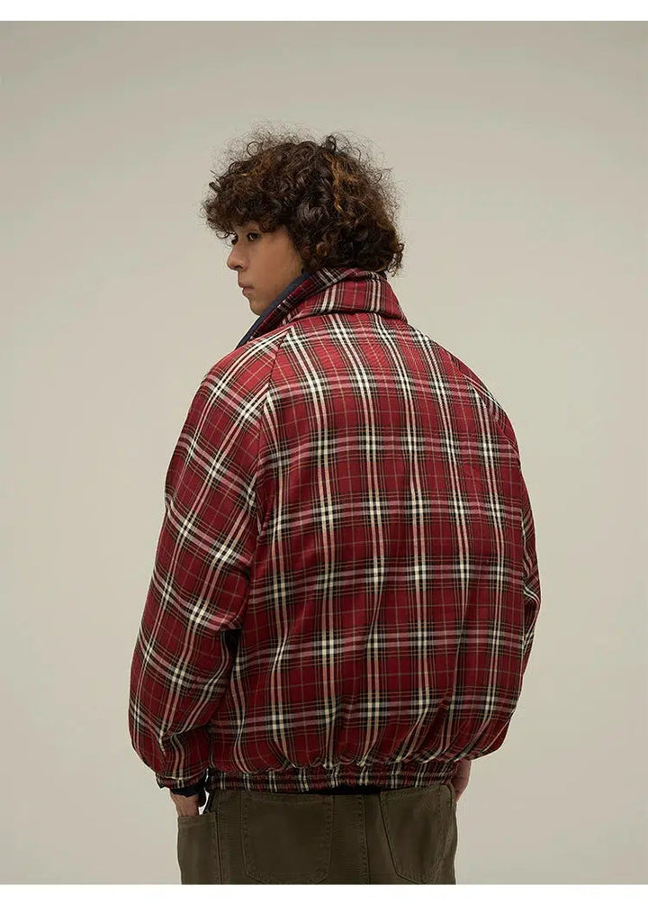 Double-Sided Plaid Puffer Jacket