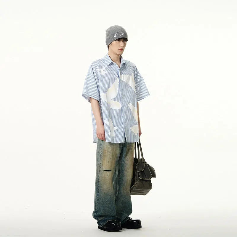 Dove Print Striped Shirt