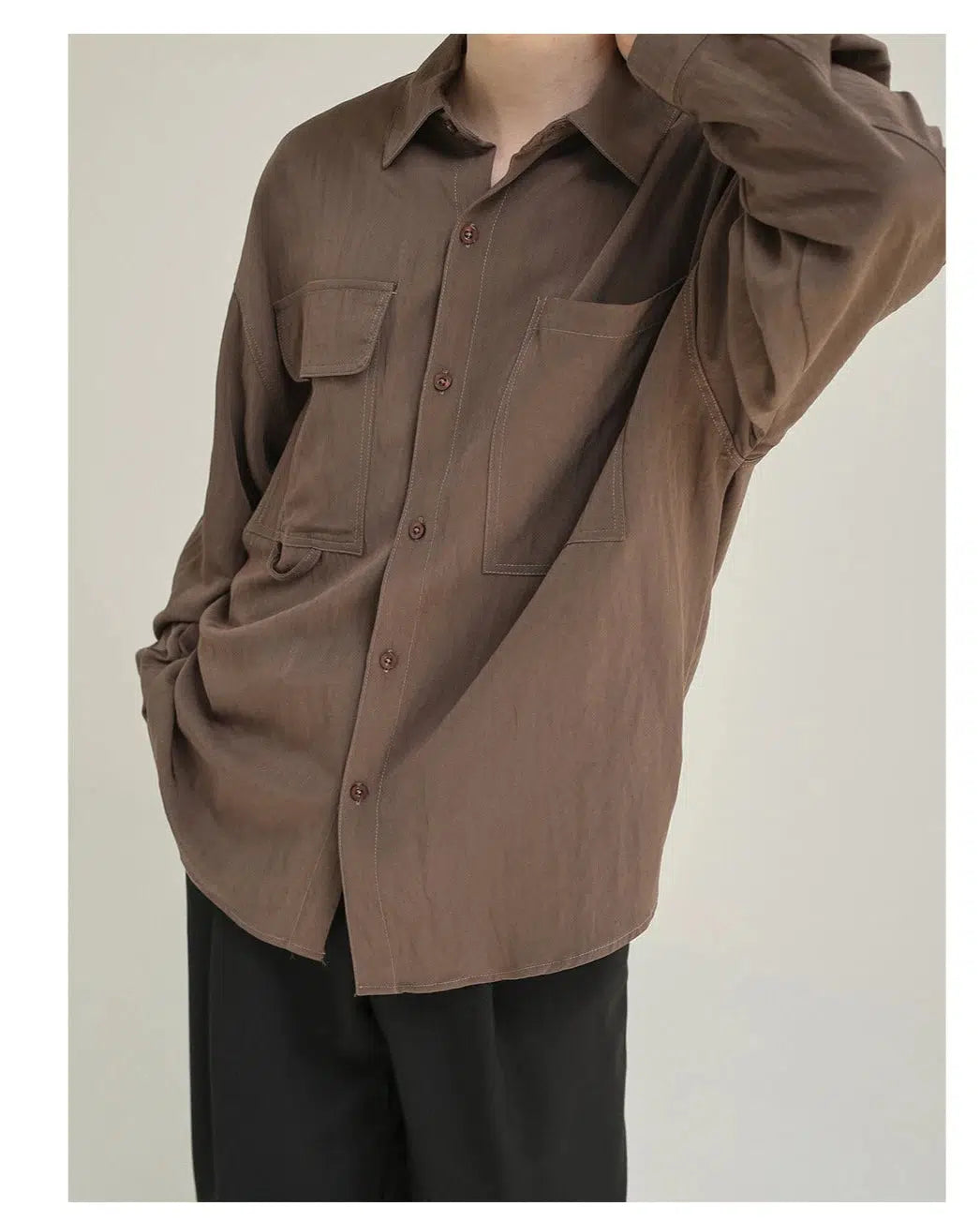 Drape Casual Solid Color Shirt