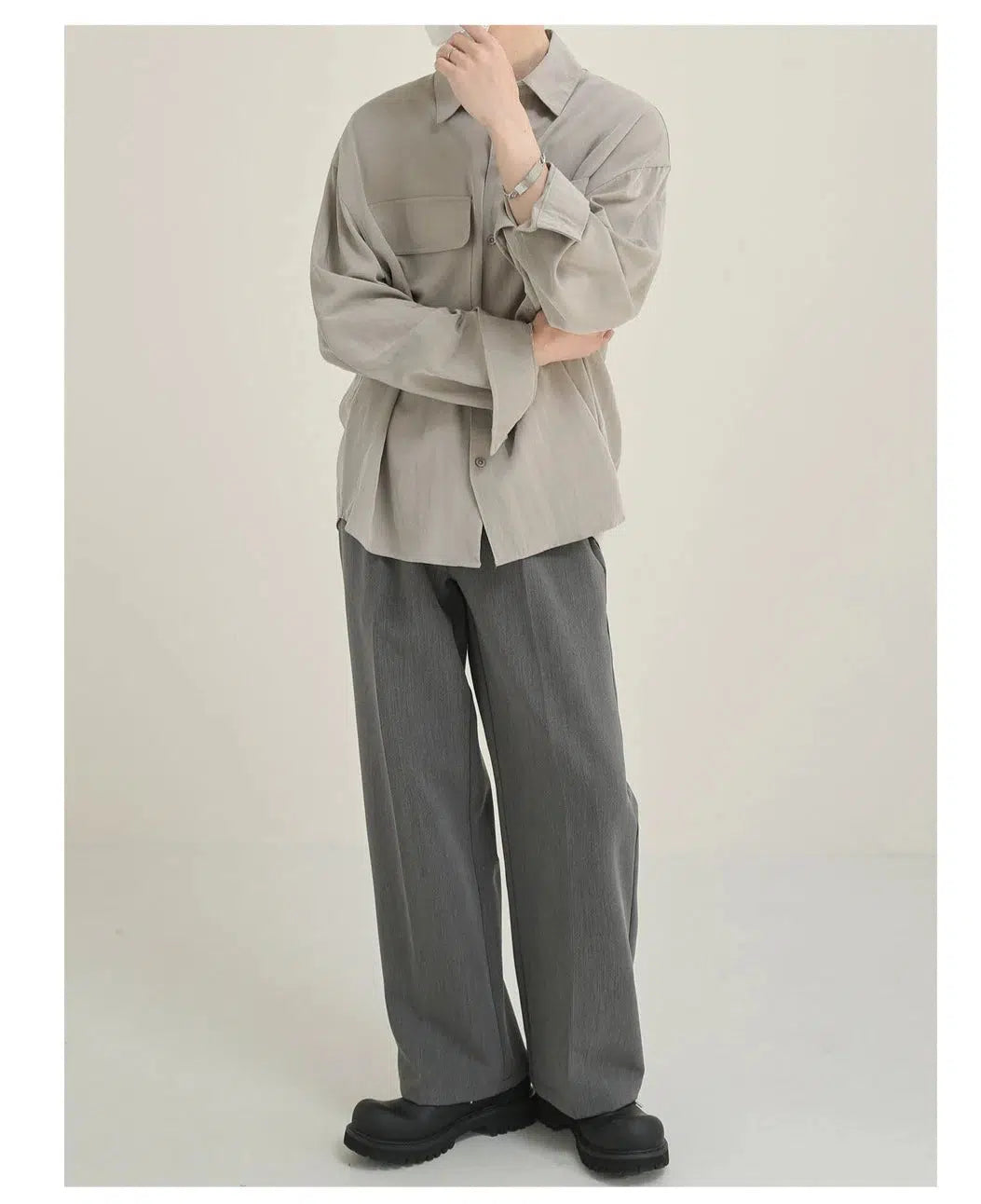 Drape Casual Solid Color Shirt