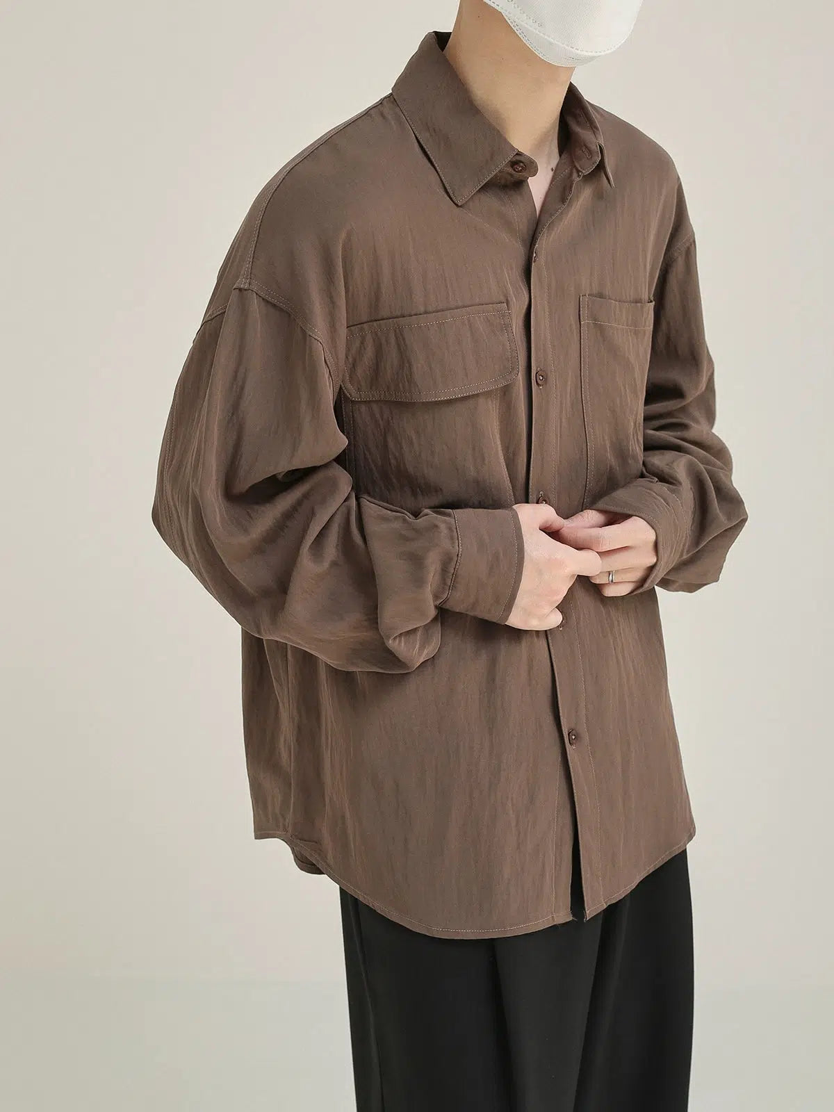 Drape Casual Solid Color Shirt