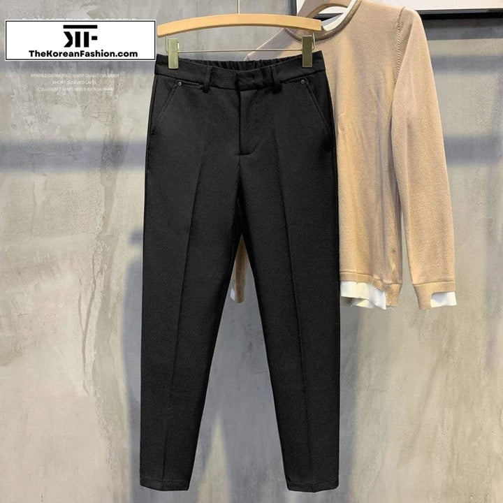 Drape Elastic Waist British Style Pants
