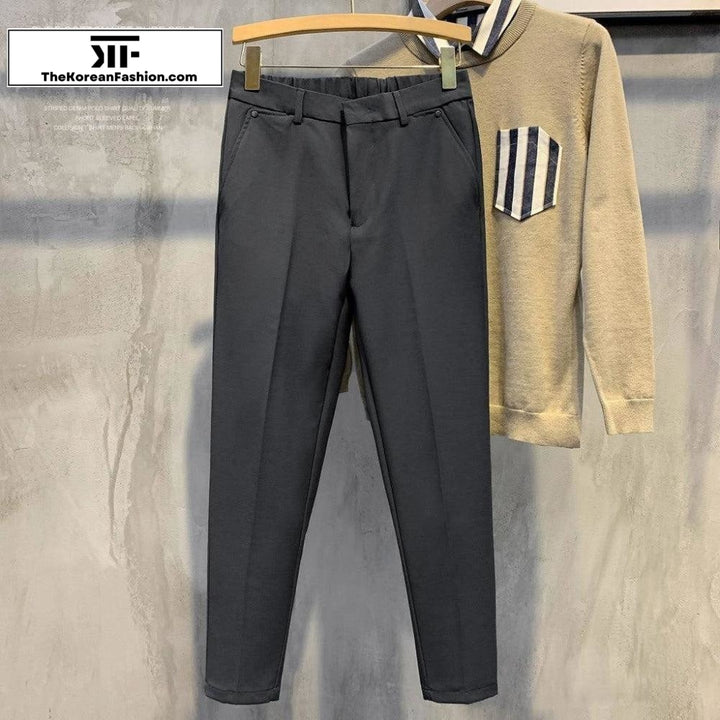 Drape Elastic Waist British Style Pants