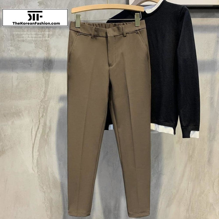 Drape Elastic Waist British Style Pants