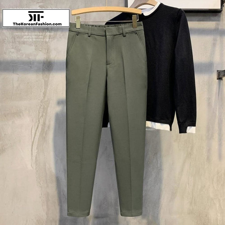 Drape Elastic Waist British Style Pants