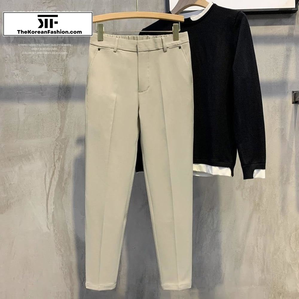 Drape Elastic Waist British Style Pants
