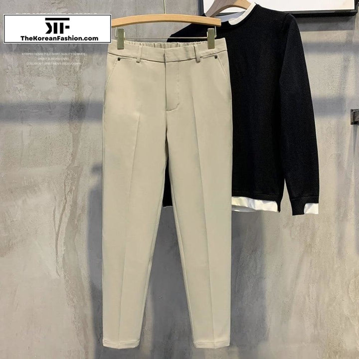 Drape Elastic Waist British Style Pants