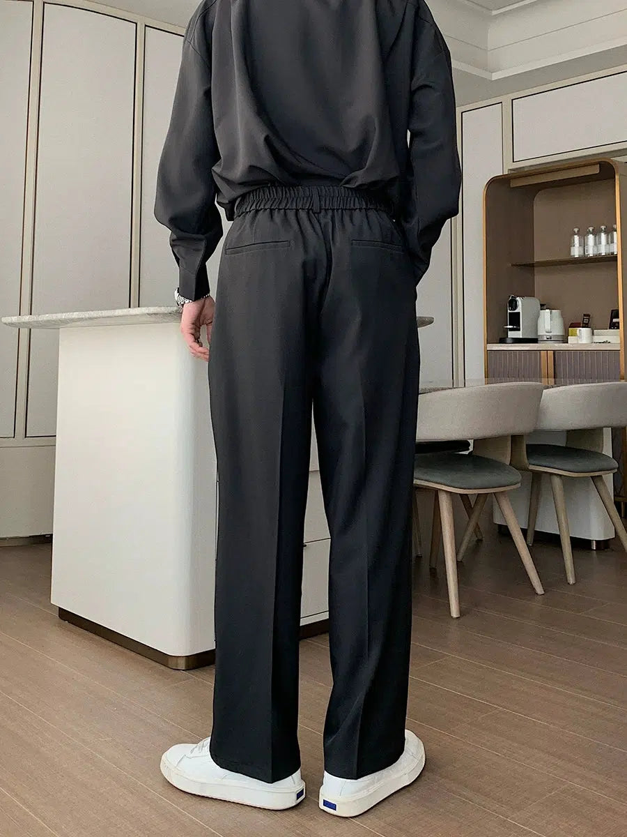 Drape Elastic Waist Straight-leg Pants