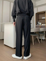 Drape Elastic Waist Straight-leg Pants