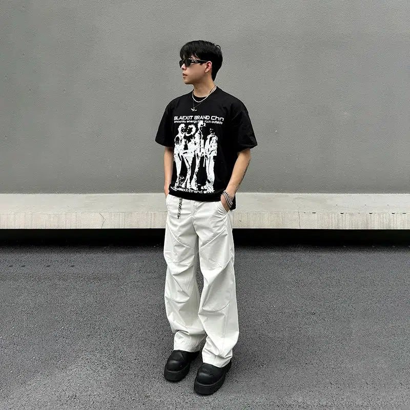 Drape Mopping Pleated Pants
