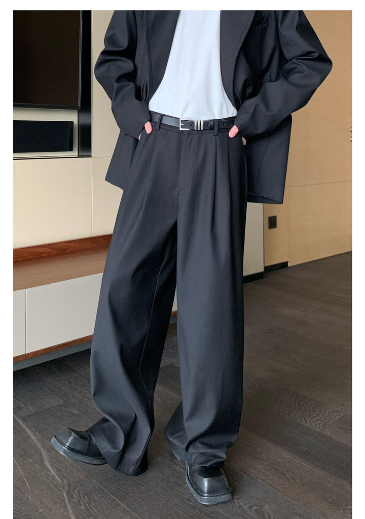 Drape Mopping Wide-leg Suit Pants