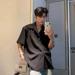 Drape Short Sleeve Button-Up Shirt