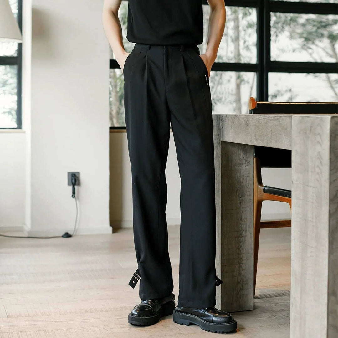 Drape Straight-leg Pleated Pants