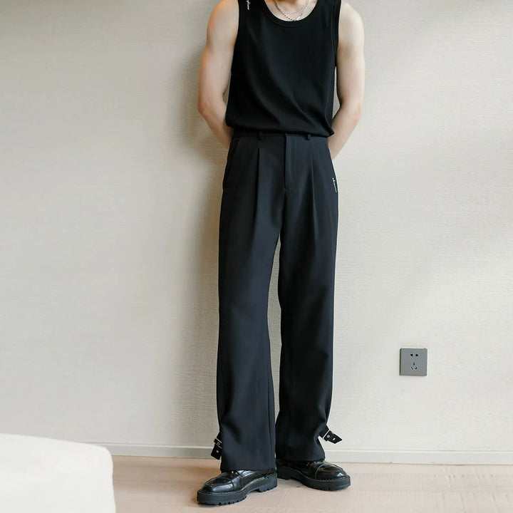 Drape Straight-leg Pleated Pants