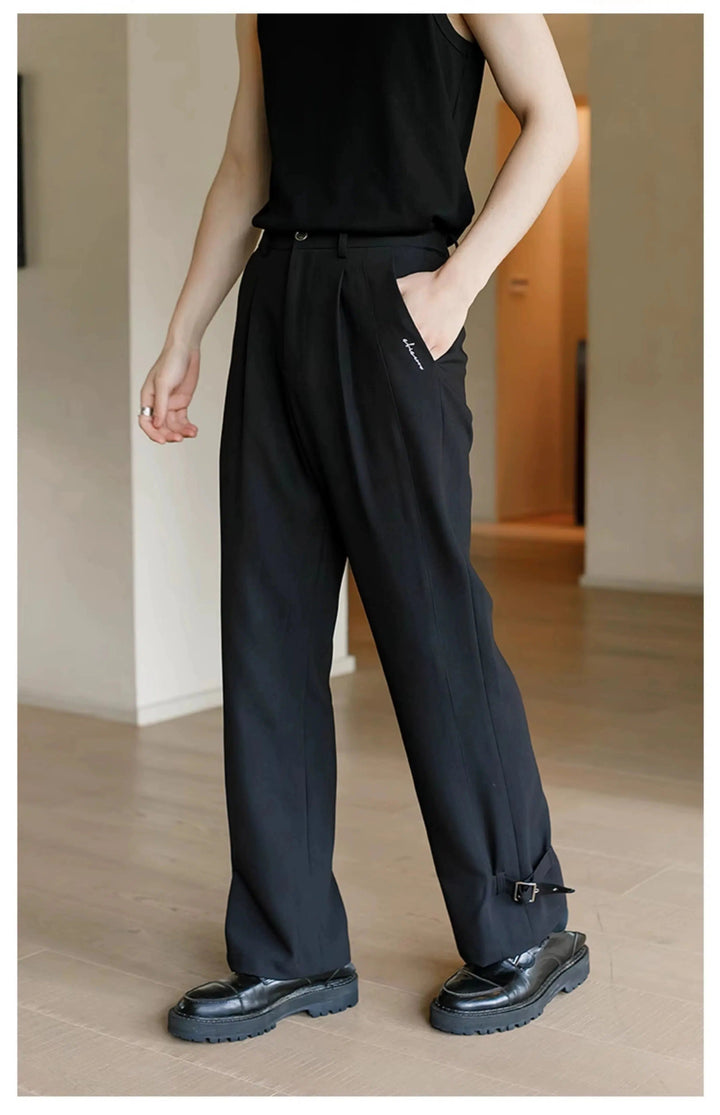 Drape Straight-leg Pleated Pants