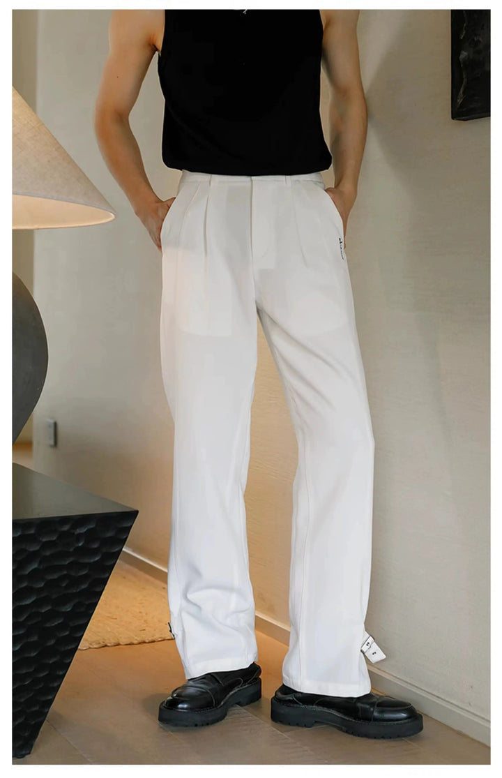 Drape Straight-leg Pleated Pants
