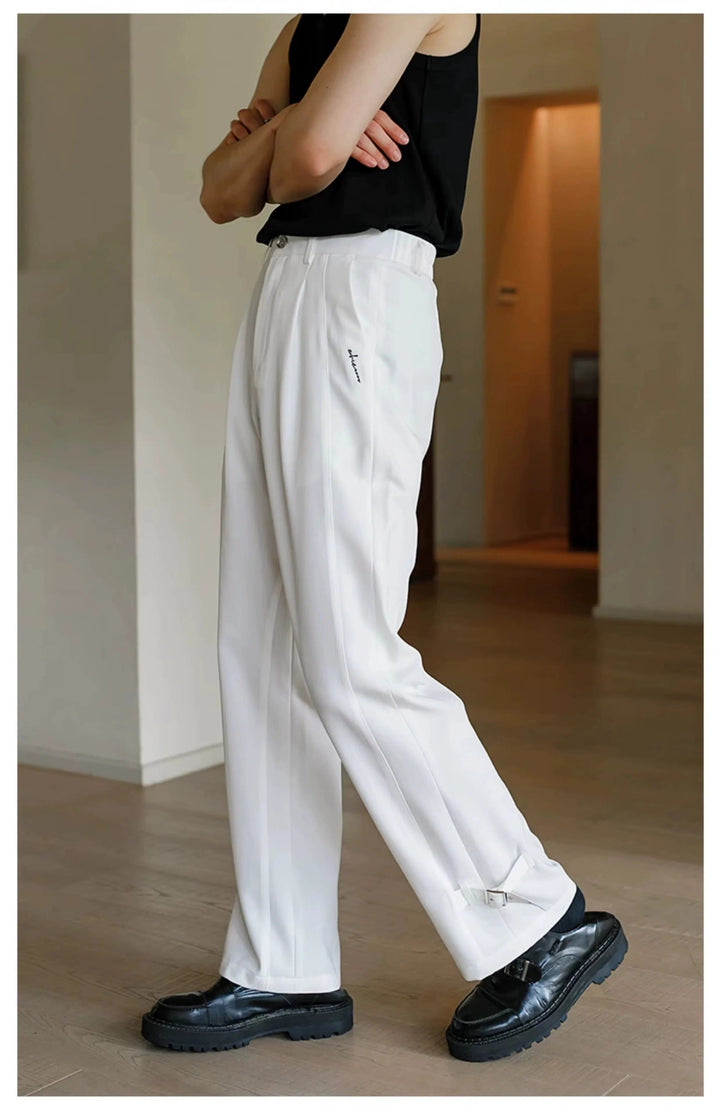 Drape Straight-leg Pleated Pants