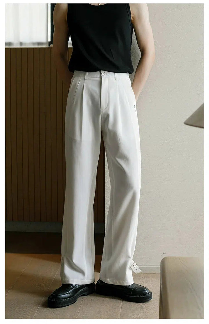Drape Straight-leg Pleated Pants