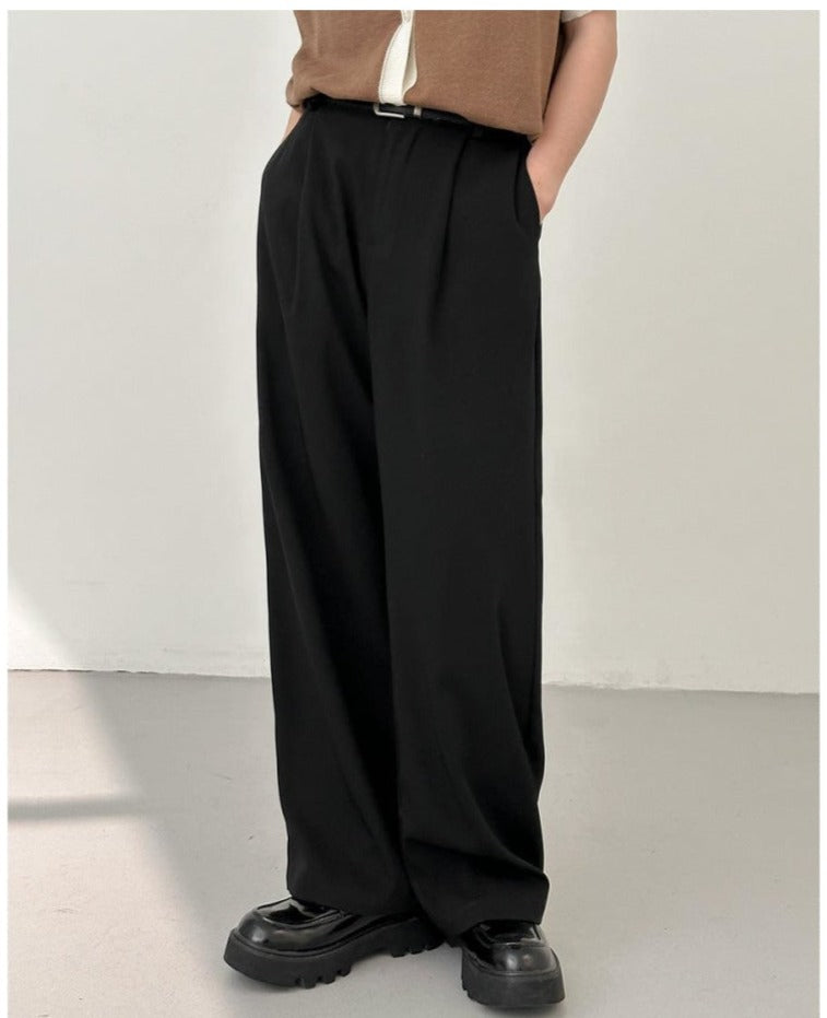 Drape Wide-leg Casual Pants
