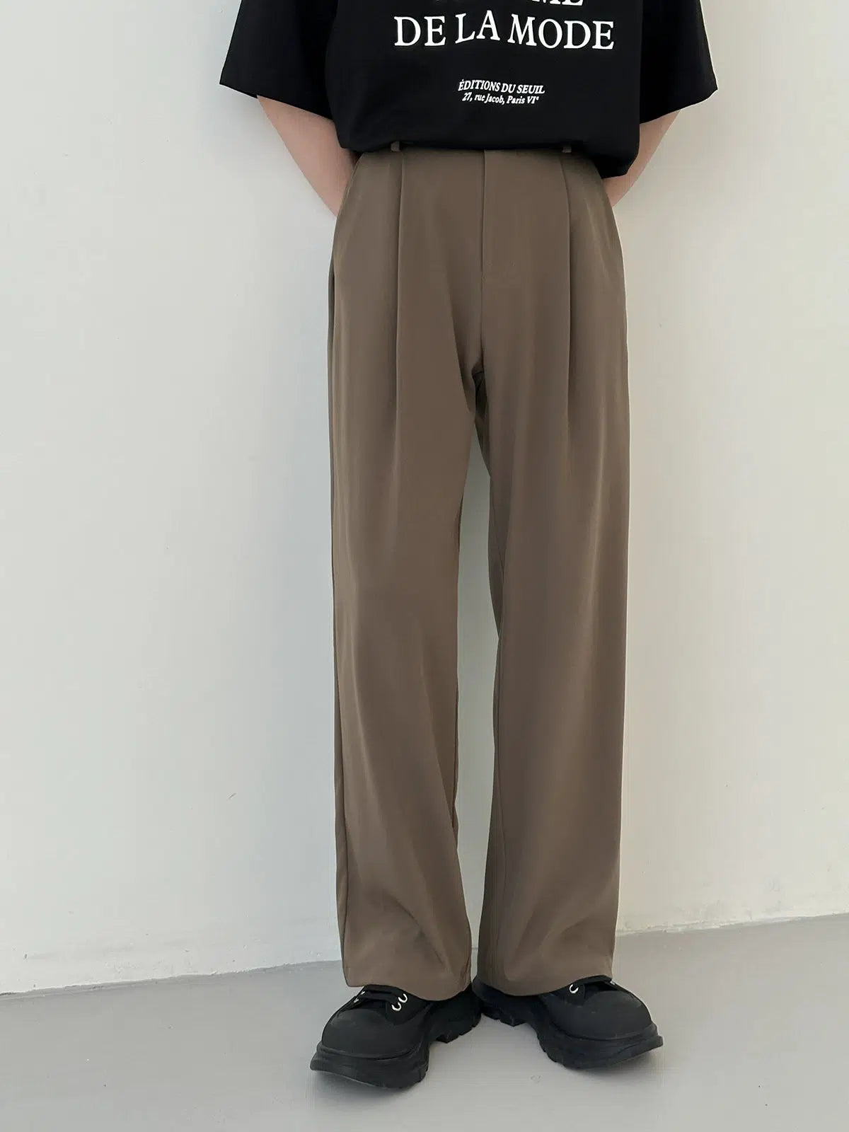 Drape Wide-leg Casual Pants