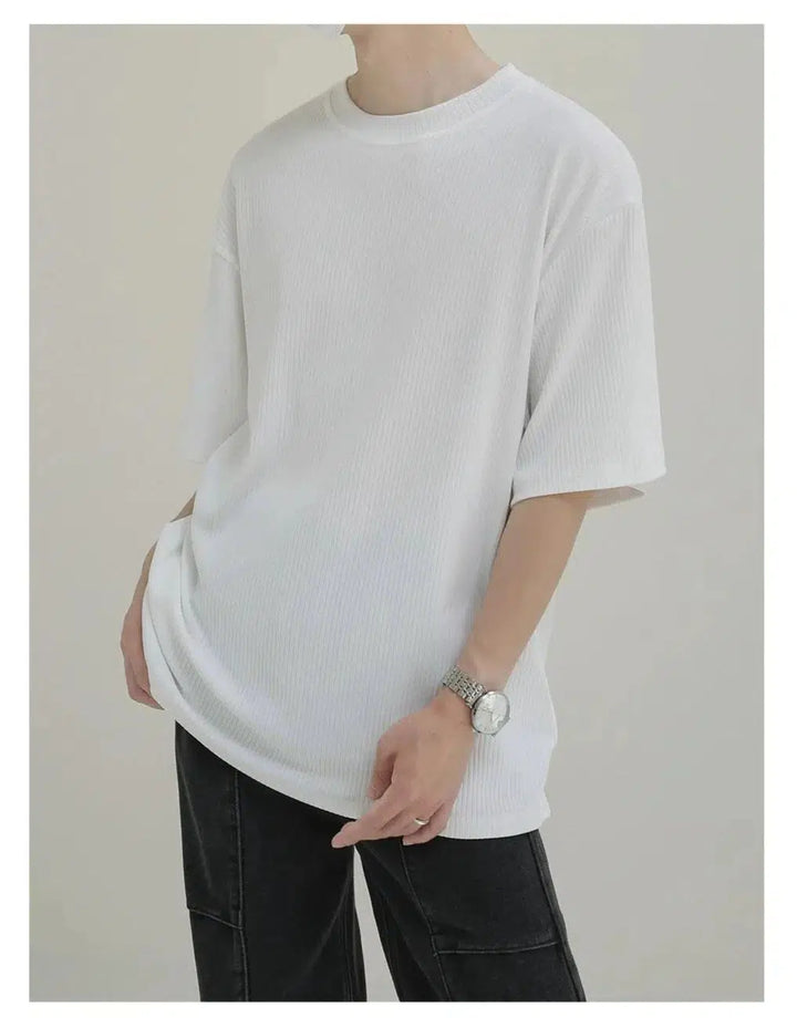Drape-free Ironing Striped Breathable T-shirt